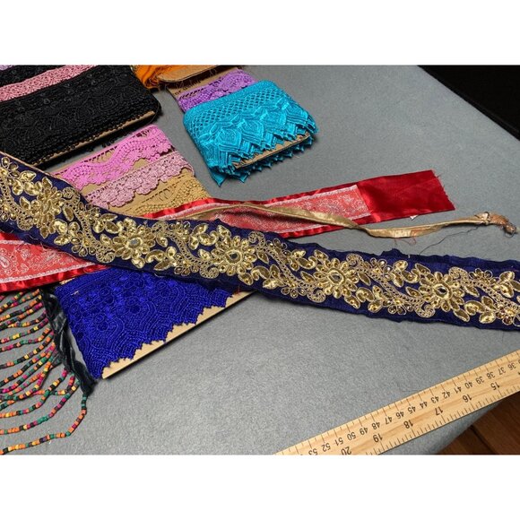 24 yds 15" Assorted Lace & Trim Fabric Bundle - Various Colors & Patterns - Picture 16 of 16